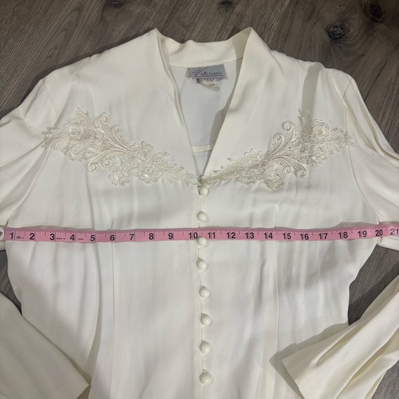 Vtg Dani Michaels Victorian Ivory Button Down Blouse Sz 12 Coquette Bridal Fairy - Picture 8 of 14